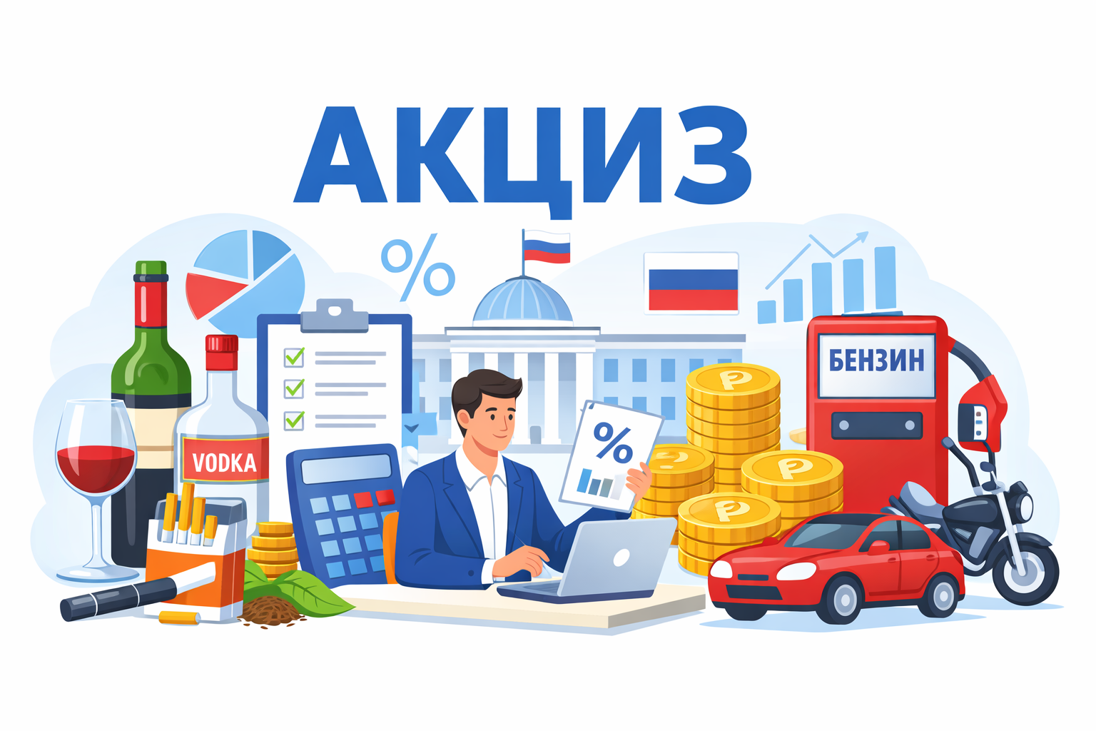 Акциз в России 2026: что это за налог и кто его платит Акциз в России 2026: что это за налог и кто его платит